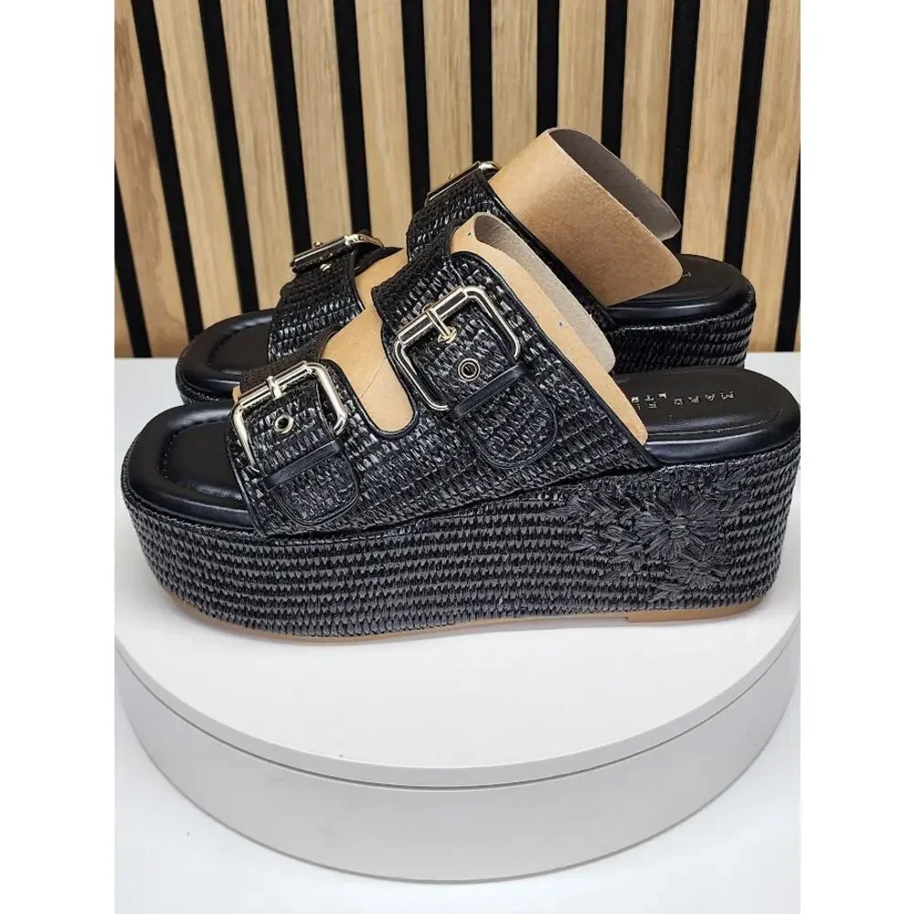NEW - Marc Fisher Poppy Women’s Platform Wedge Sandals Square Toe - Size 9M - Picture 5 of 6